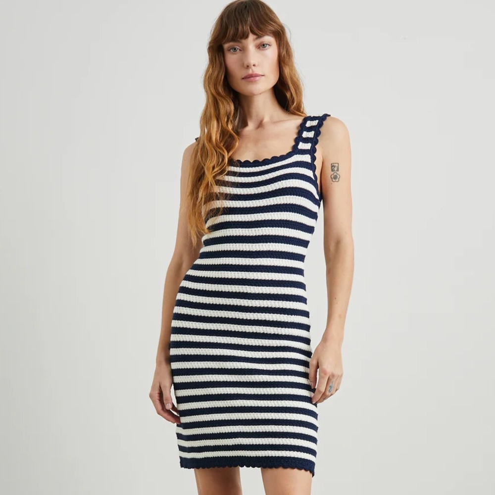 Rails Lily Dress White Navy Stripe Size Small